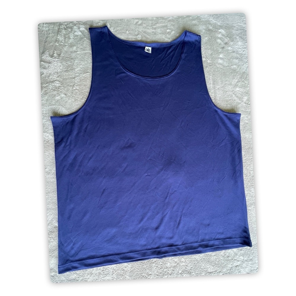 Alo Yoga Tank Top Mens 2XL Blue Sleeveless Athletic Gym Shirt Poly